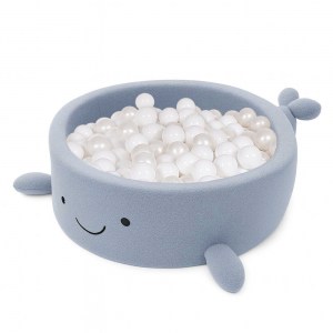 Detský suchý bazén Whale EXCLUSIVE Boucle s guličkami 200 ks (ø 90cm) soft BLUE